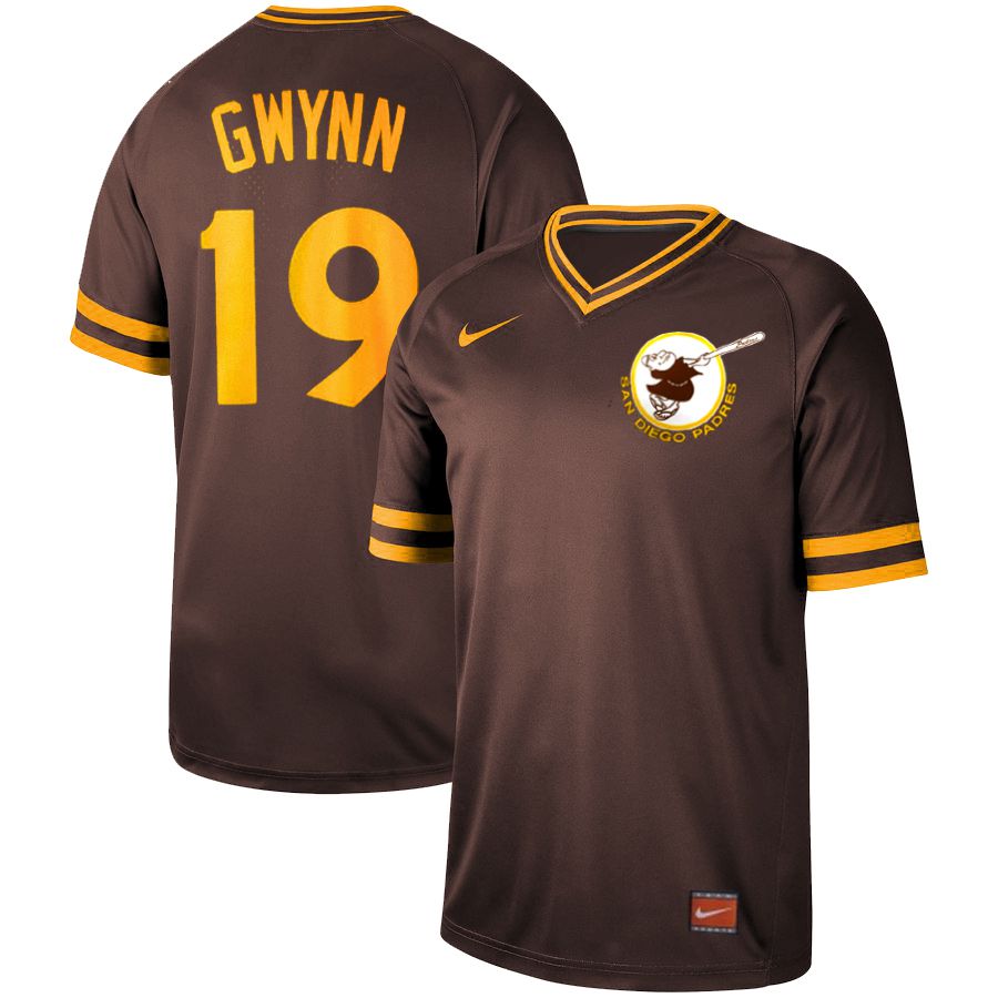 Men San Diego Padres #19 Gwynn brown Nike Cooperstown Collection Legend V-Neck MLB Jersey